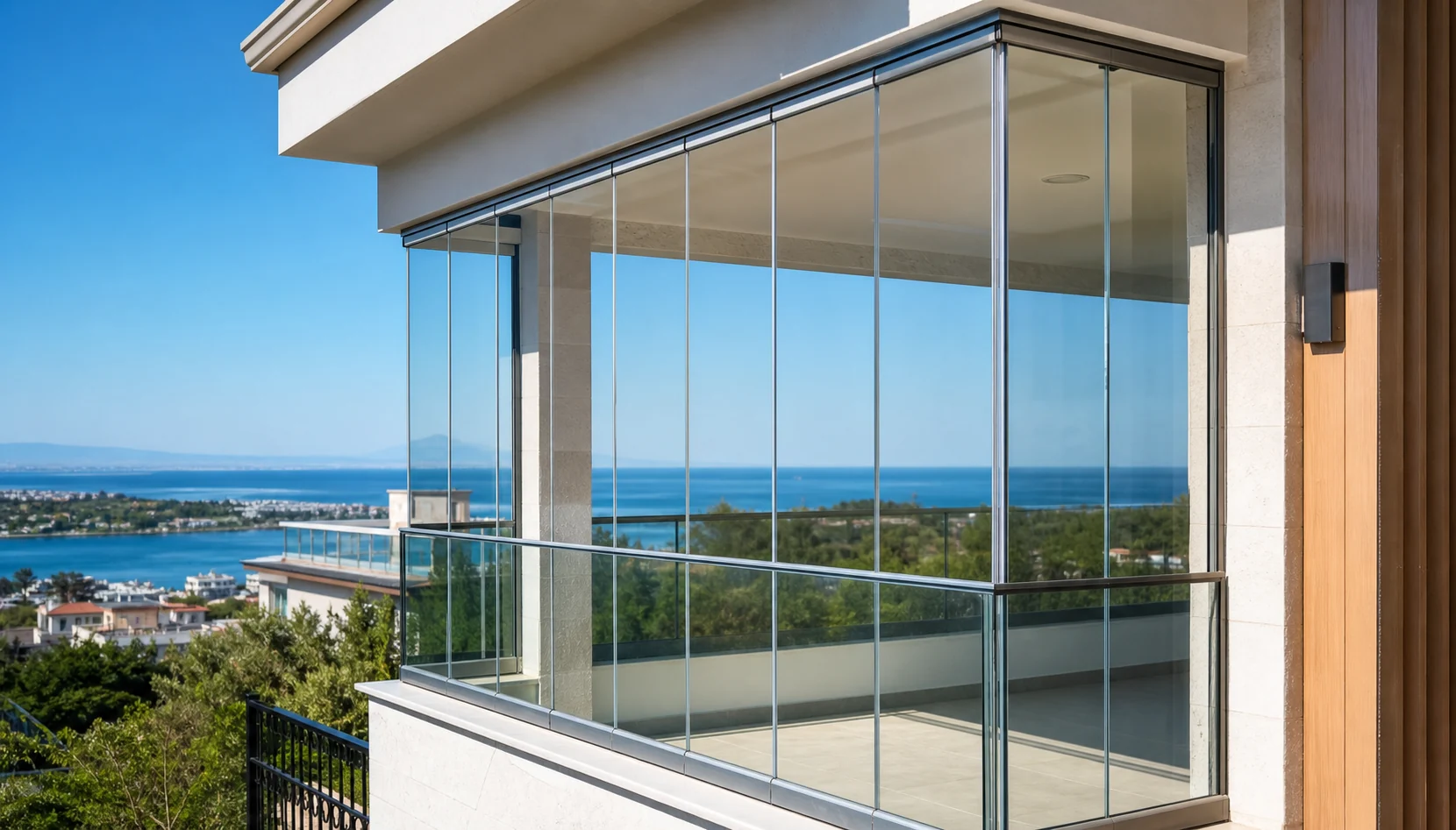 Didim'de deniz manzaralı cam balkon uygulaması